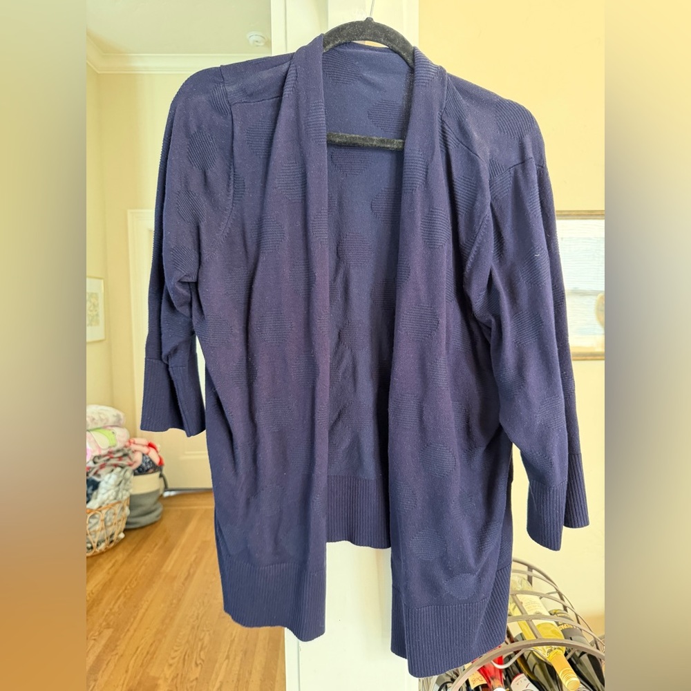 Elegant Open Front Cardigan Sweater - Deep Blue